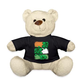 St Patricks Day Irlande drapeau cadeau trèfle - Nounours - noir - Devant