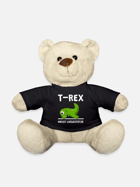 T-Rex hasst Liegestütze - Dinosaurier - Teddy - Schwarz