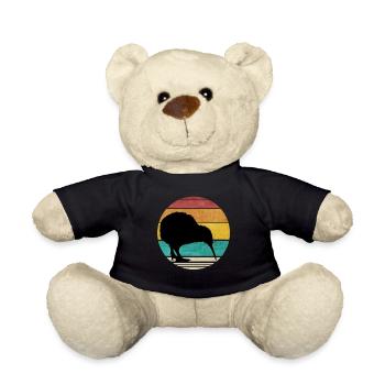 Retro Kiwi New Zealand Vintage New Zealand Travel - Teddy Bear - black - Front