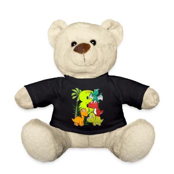 Garçon d'anniversaire de 8 ans huit 8. Dino T-Rex - Nounours - noir - Devant