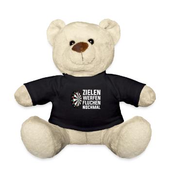Lustiges Dart Spieler Dartscheibe Spruch Design - Teddy - Schwarz - Vorne