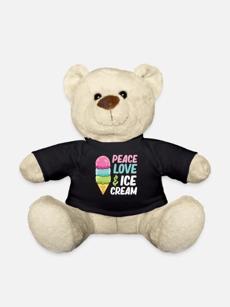 Sommer Eiscreme Kinder Frieden Liebe und Eiscreme - Teddy - Schwarz