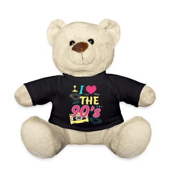 Retro I Love 90s outfit heart party gifts - Teddy Bear - black - Front