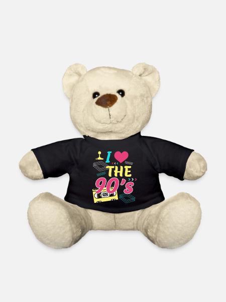 Retro I Love 90s outfit heart party gifts - Teddy Bear - black