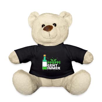 Pfeffi geht immer Vintage Alkohol Schnaps lustig L - Teddy - Schwarz - Vorne