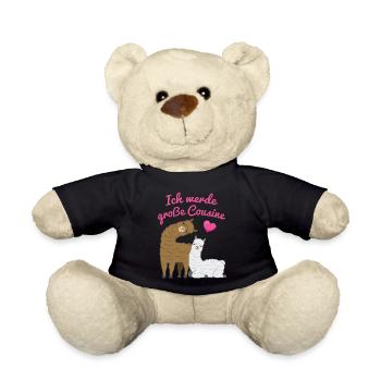 Ich Werde Große Cousine Lama Alpaka Geschenk - Teddy - Schwarz - Vorne