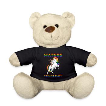 LGBT Gay Pride Chihuahua Dog Riding Unicorn - Nounours - noir - Devant
