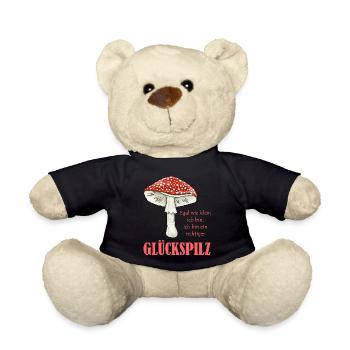Fliegenpilz Pilz Glückspilz Illustration Motiv - Teddy - Schwarz - Vorne