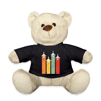 Pilot Aviation Airplane Aviator Gift Retro - Teddy Bear - black - Front
