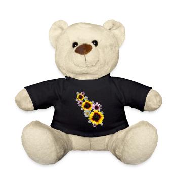 Blumenranke mit Sonnenblumen, Margeriten, Blumen - Teddy - Schwarz - Vorne