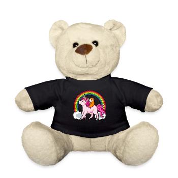 Unicorn and guinea pig rainbow - Teddy Bear - black - Front