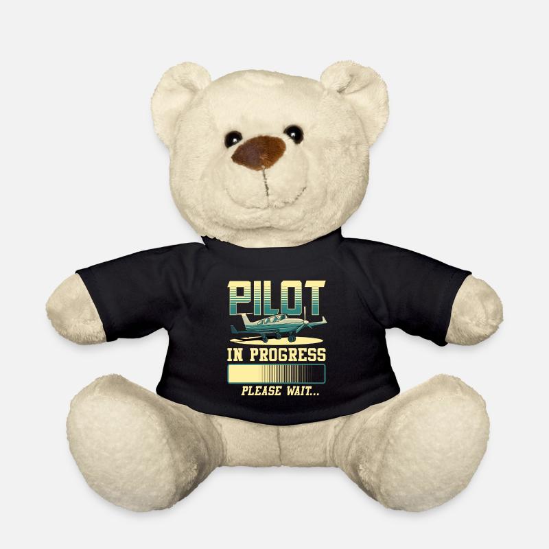 Pilot in Bearbeitung Bitte warten Sie Flugzeugpilot - Teddy - Schwarz