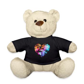 Stop racism design colorful world heart symbol - Teddy Bear - black - Front