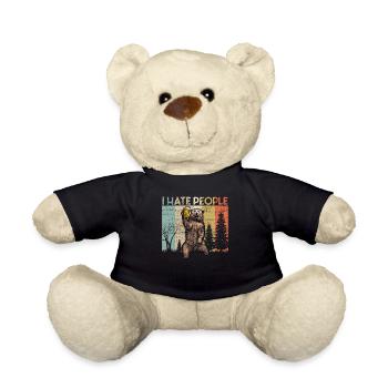 i hate people bear beer camping campers - Teddy Bear - black - Front