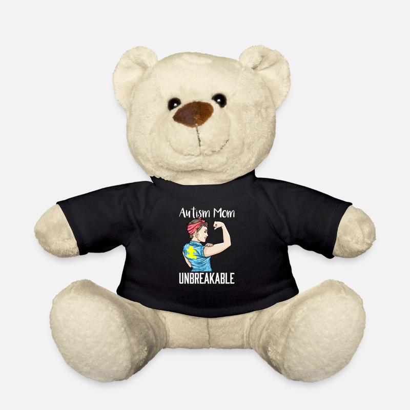 Autism Mum Mama Autistic Puzzel Gift - Teddy Bear - black