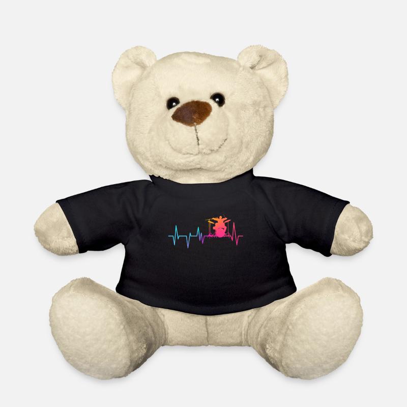 Drummer heartbeat EKG pulse - Teddy Bear - black