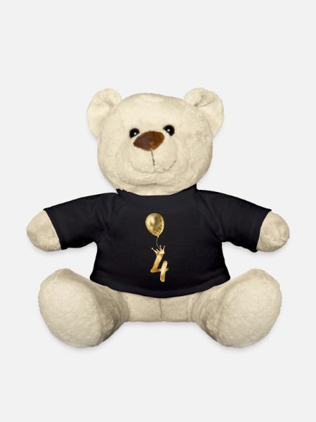4! Luftballon Krone-personalisierbar - Teddy - Schwarz