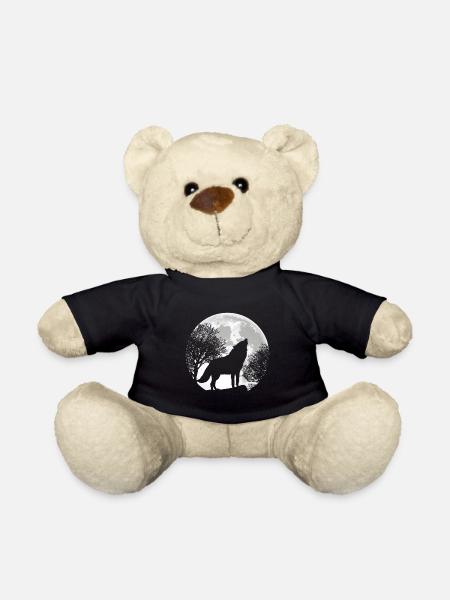Heulender Wolf Mond Silhouette Wölfe Natur - Teddy - Schwarz