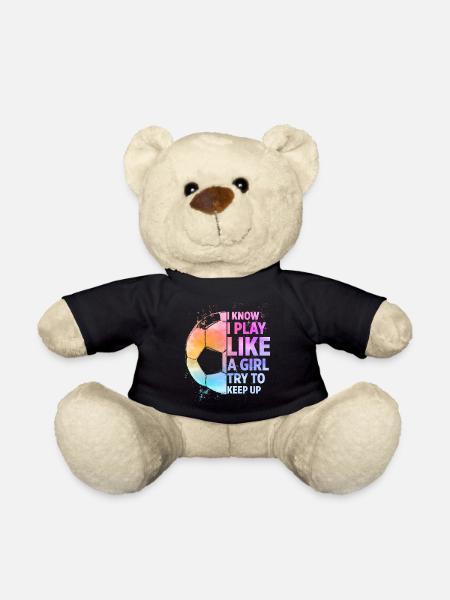 Soccer Girls Statement Soccer Player - Teddy Bear - black