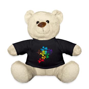 Bunter Stolz Herz Regenbogen Herzschlag lgbt - Teddy - Schwarz - Vorne