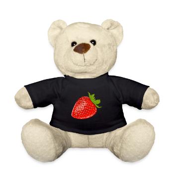 Strawberry gift design, Fruit design, Art design - Teddy Bear - black - Front