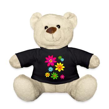 colorful flowers, colorful, blooming, blossoms, flowery - Teddy Bear - black - Front