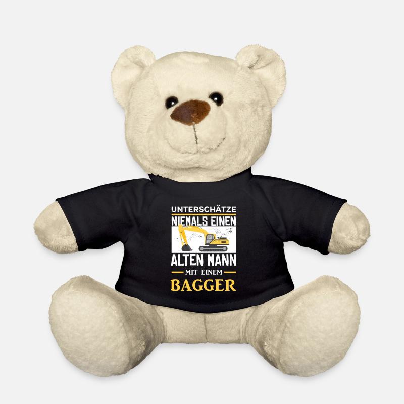 Alten Mann Mit Bagger Baggerfahrer Bagger - Teddy - Schwarz