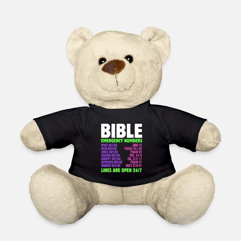 Notfallnummer Tag Christlicher Gläubiger Bibelkont - Teddy - Schwarz