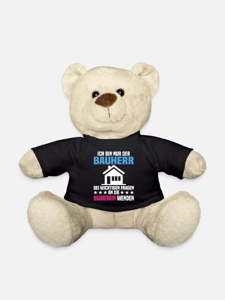 Bauherr Bauherrin Eigenheim Richtfest Geschenk - Teddy - Schwarz