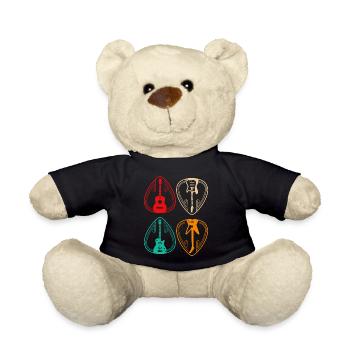 Vintage Guitar Pick Guitarist Gift - Teddy Bear - black - Front
