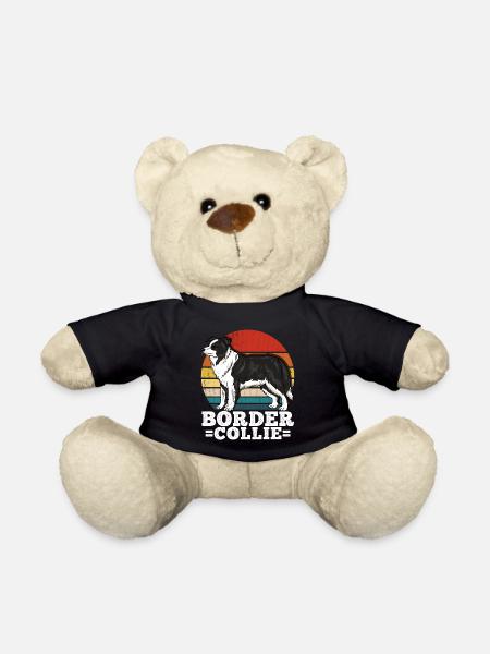 Border Collie Retro - Teddy Bear - black