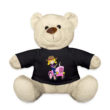 Traktorfahrer Mädchen Damen Bauer Kinder Geschenk - Teddy - Schwarz - Vorne