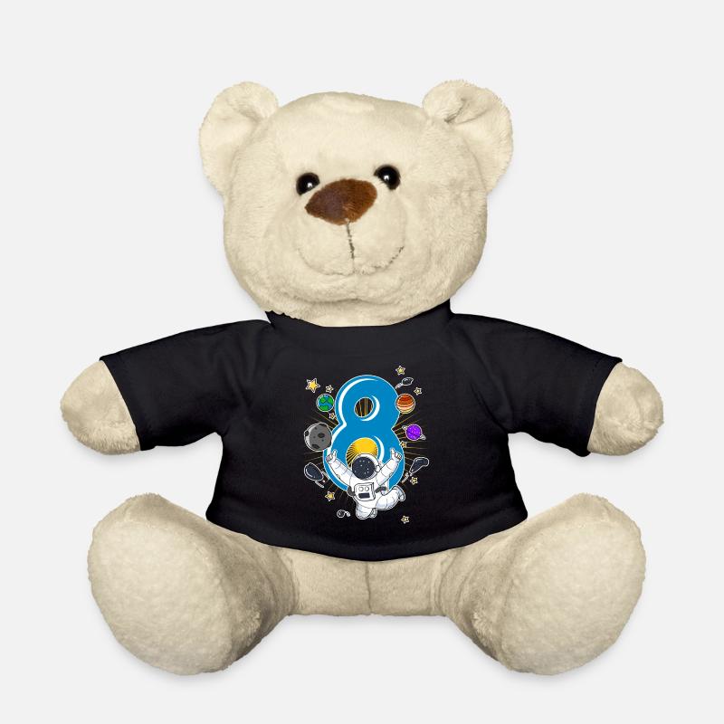 8 Geburtstag Astronaut Planeten Rakete Raumschiff - Teddy - Schwarz