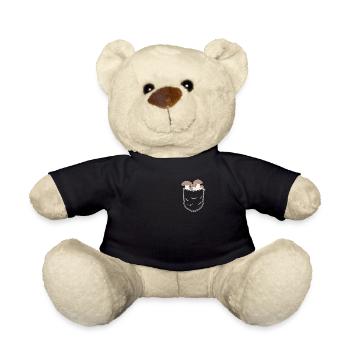 Funny Mushroom Picker Porcini Mushroom Pocket - Teddy Bear - black - Front