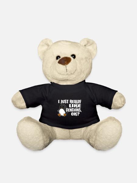 I Just Really Like Penguins Ok Cute Gift Idea - Teddy Bear - black