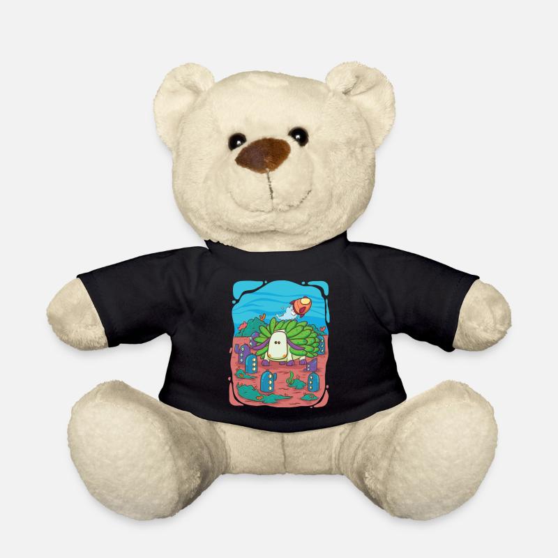 Leaf-sheep-snail visits underwater city - Teddy Bear - black