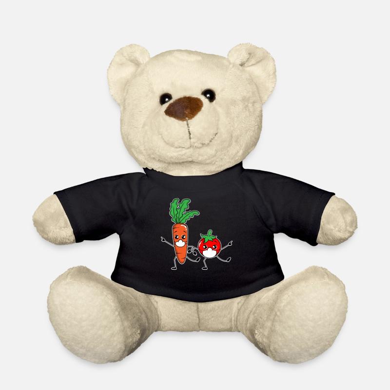 Dancing vegetables with mask vegeterian Vegan Tee - Teddy - Schwarz
