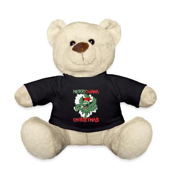 Weihnachten Marihuana Stoned Hanfblatt Cannabis - Teddy - Schwarz - Vorne
