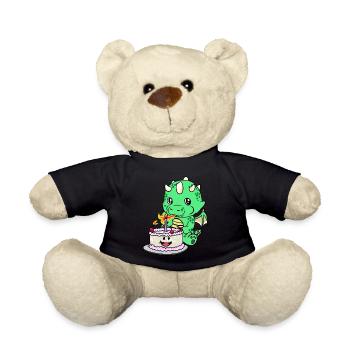 Dragon Baby Birthday Cake Congratulations KInd - Teddy Bear - black - Front