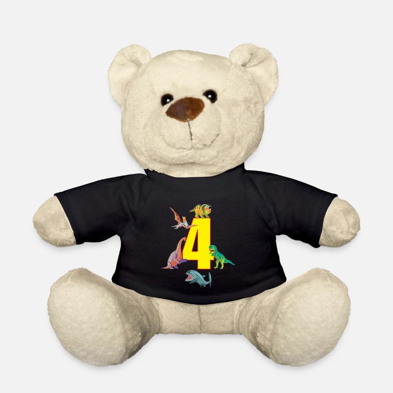 4. Geburtstag 4 Jahre Dino Saurier Dinosaurier - Teddy - Schwarz