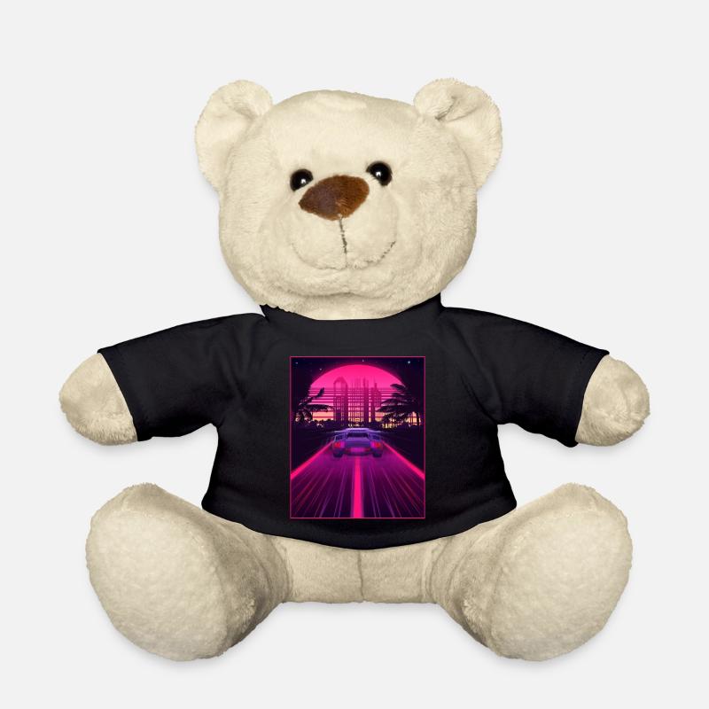 Synthwave Esthétique Rétro Vaporwave des années 80 des années 90 Auto - Nounours - noir