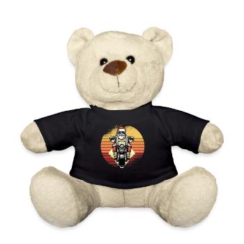 Santa Claus Biker Motorrad Weihnachten - Teddy - Schwarz - Vorne