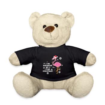 Flamingo Pink Christmas Santa Hat - Teddy Bear - black - Front
