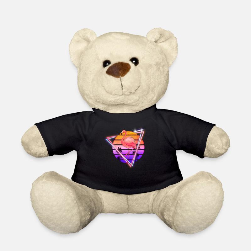 Flamingo Synthwave Retro Oldschool Geschenk - Teddy - Schwarz