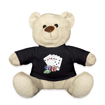 Poker Pokerkarten pokern Pokerface Kartenspiel - Teddy - Schwarz - Vorne