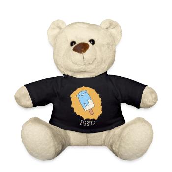 Eisbär (eisblau, weiße Schrift) - Teddy - Schwarz - Vorne