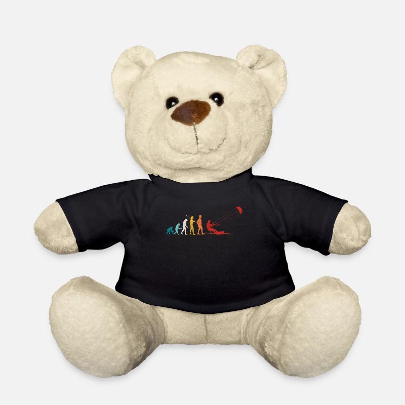 Retro Evolution Kite Surfing Funny Kite Boarding - Teddy Bear - black