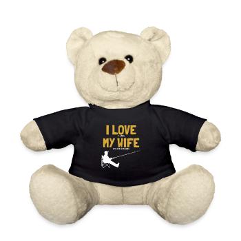 I love my Wife Fishing Deep Sea Boat Ice Fly - Teddy Bear - black - Front