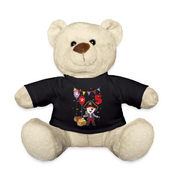 5 ans de cadeau amusant pour les enfants d'anniversaire de pirate - Nounours - noir - Devant
