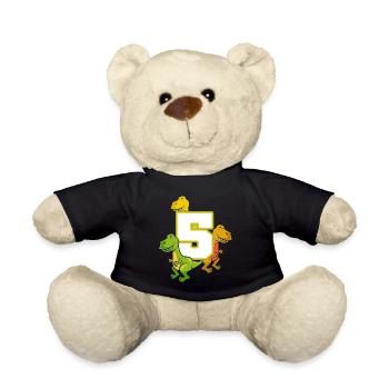 5 Jahre Geburtstags Dinos Jungs Saurier - Teddy - Schwarz - Vorne